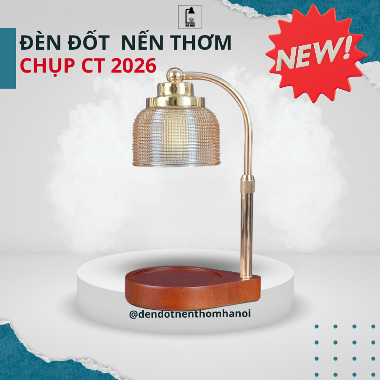 Đèn đốt nến thơm chụp thủy tinh cao thấp